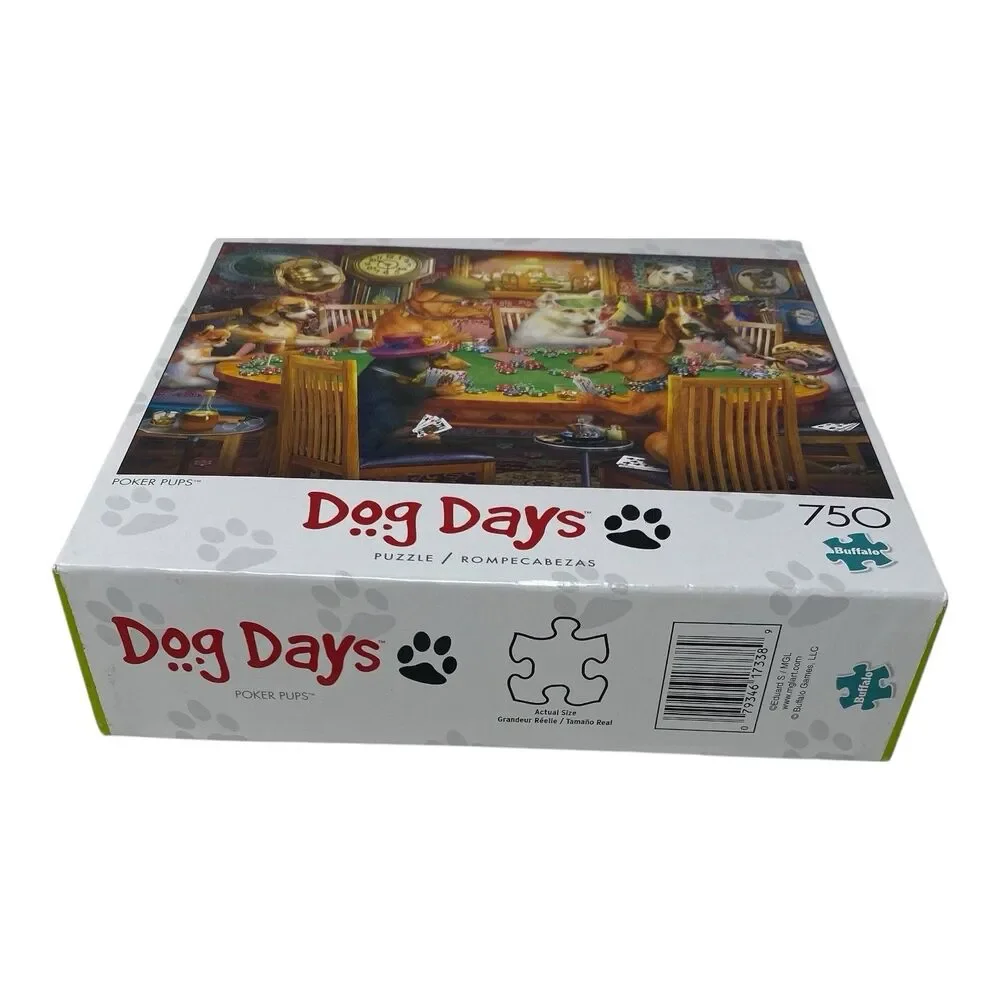 Buffalo Games Dog Days Poker Pups 750 Piece Jigsaw Puzzle Dogs Playing Cards